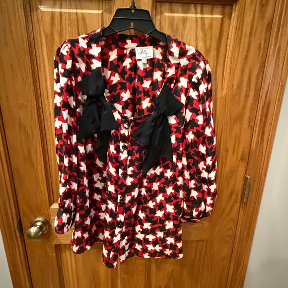 Milly blouse with black bows, SZ 10 - Picture 1 of 6